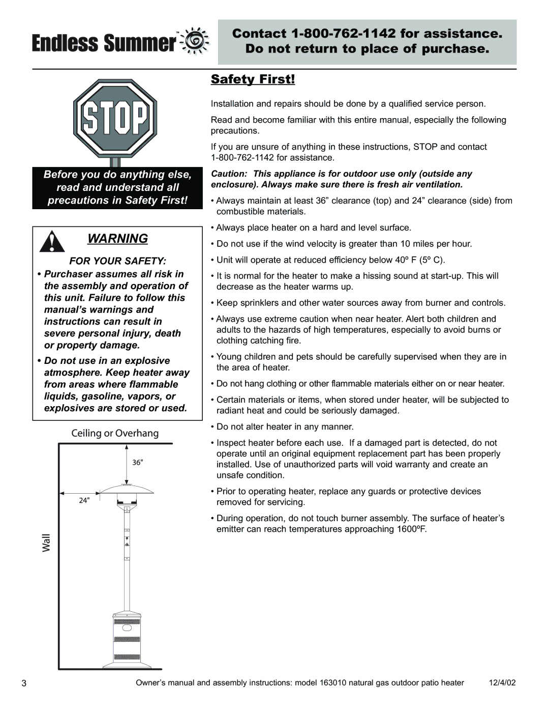 Blue Rhino 163010 owner manual Safety First, For Your Safety 