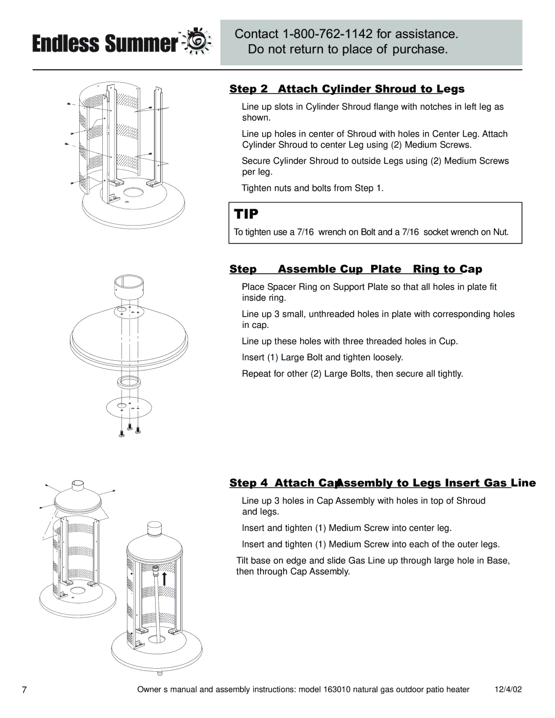 Blue Rhino 163010 owner manual Attach Cylinder Shroud to Legs, Assemble Cup, Plate & Ring to Cap 