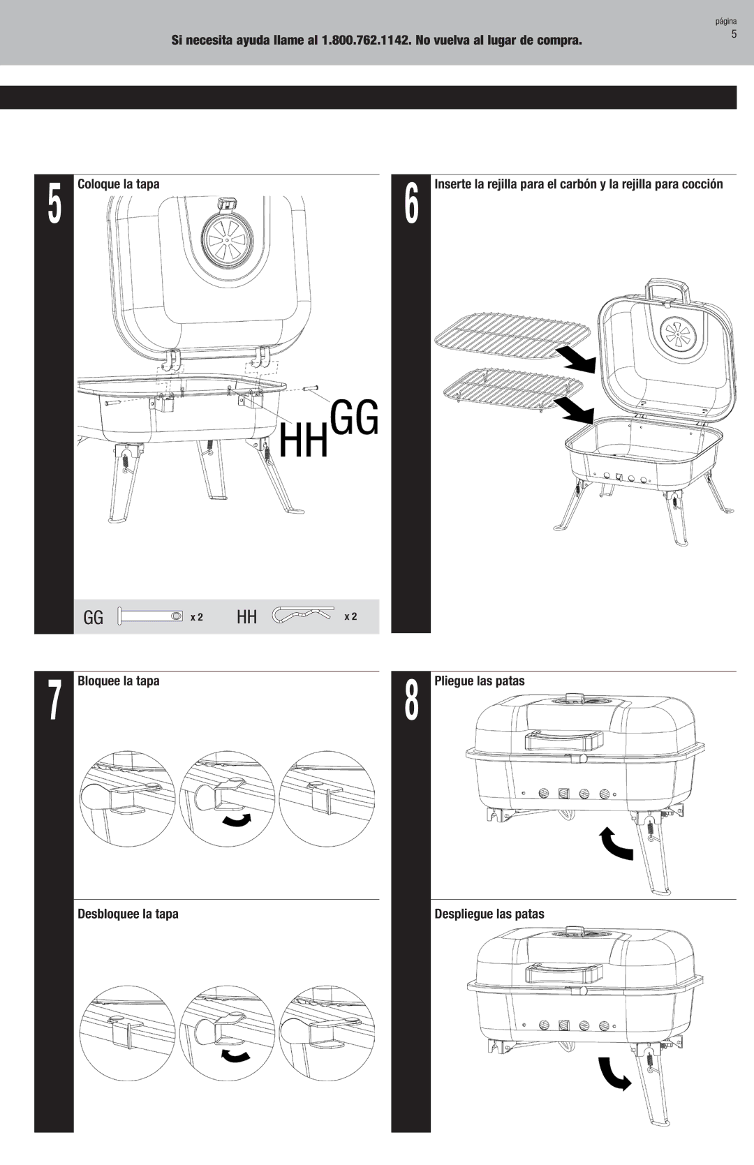 Blue Rhino CBT916L owner manual Bloquee la tapa Pliegue las patas Desbloquee la tapa 