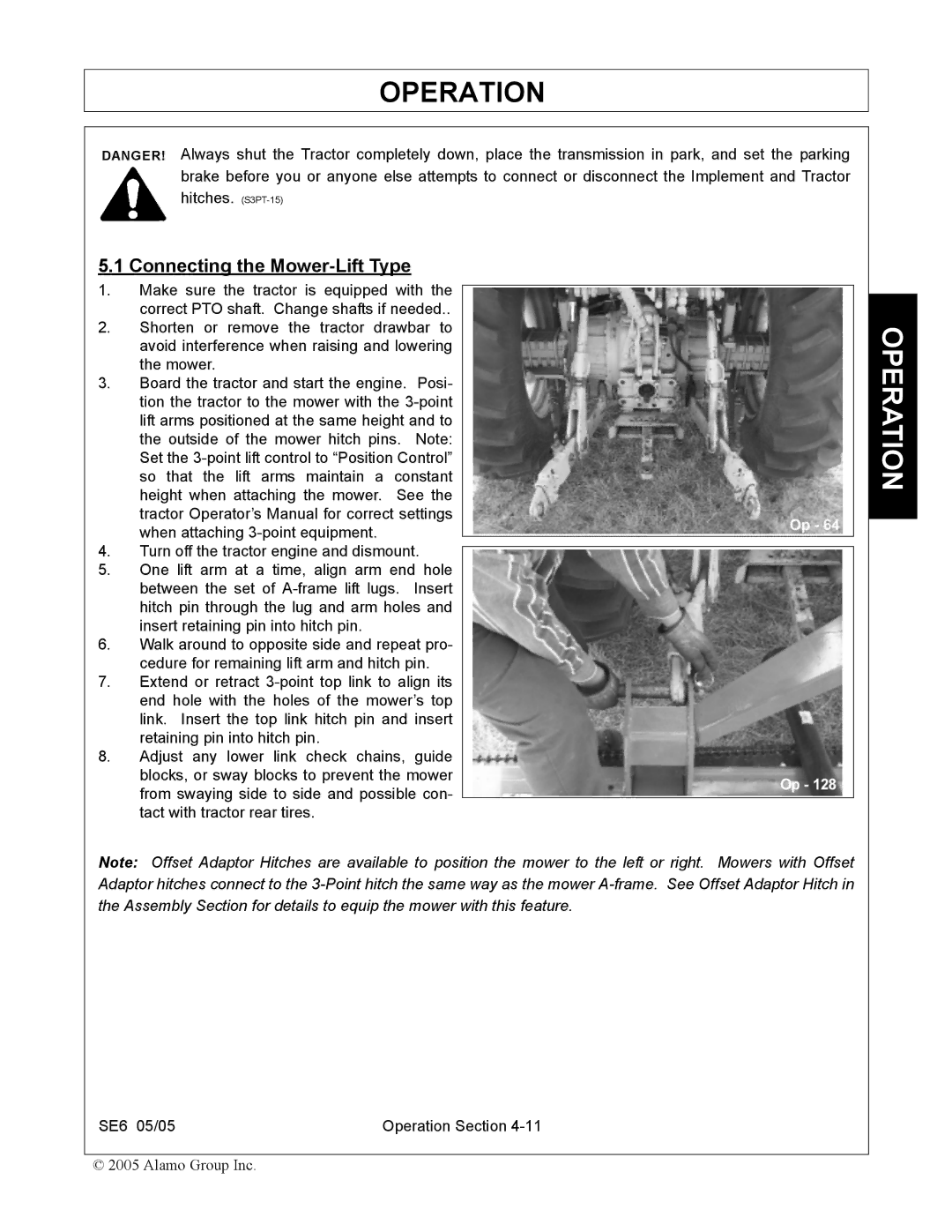 Blue Rhino FC-0007 manual Connecting the Mower-Lift Type 