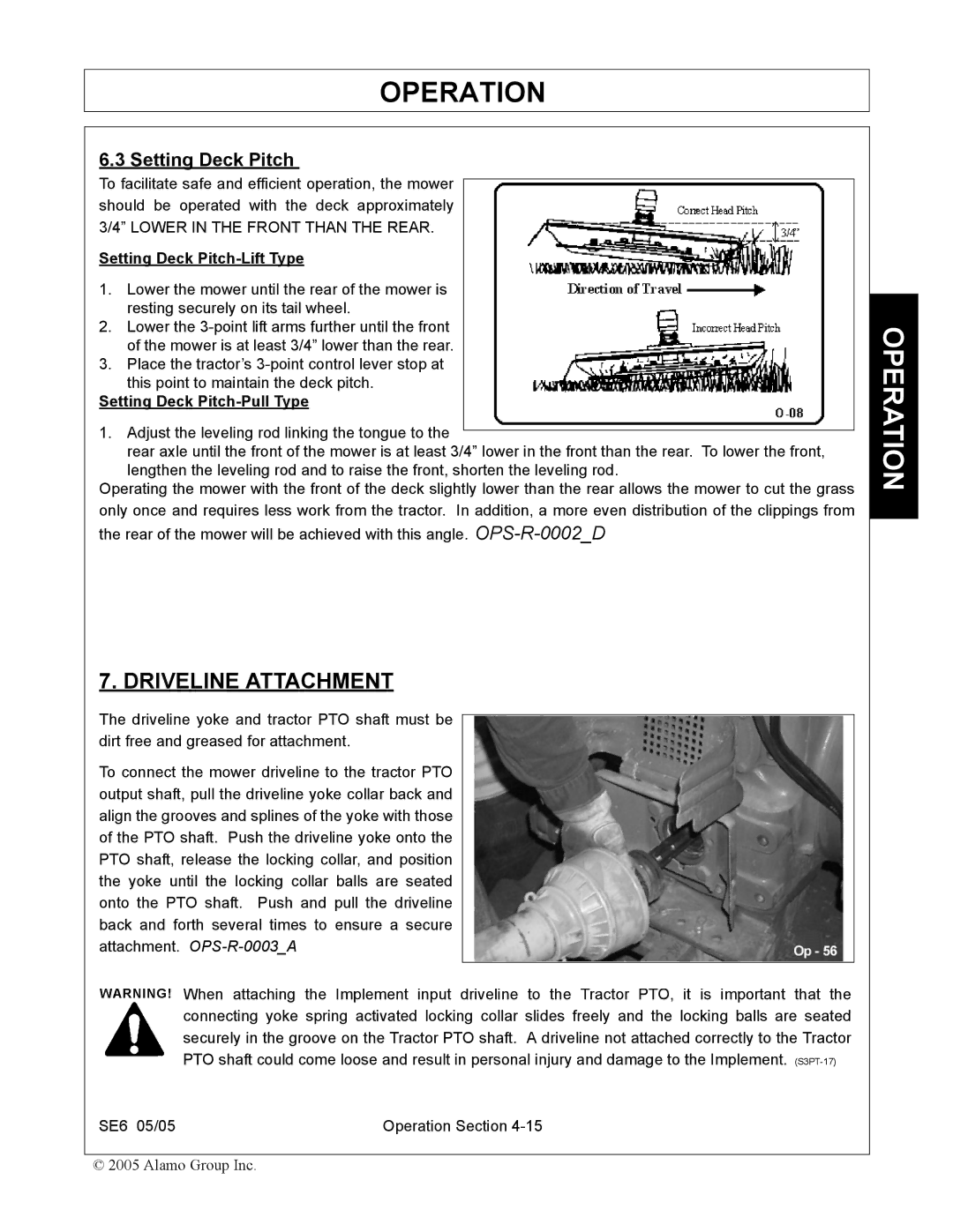 Blue Rhino FC-0007 manual Driveline Attachment, Setting Deck Pitch 