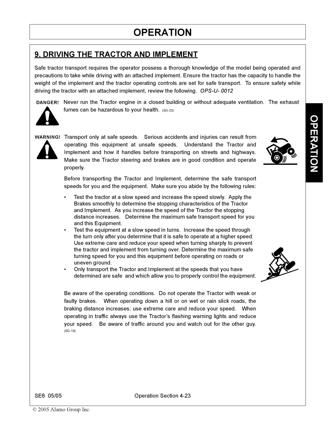 Blue Rhino FC-0007 manual Driving the Tractor and Implement 