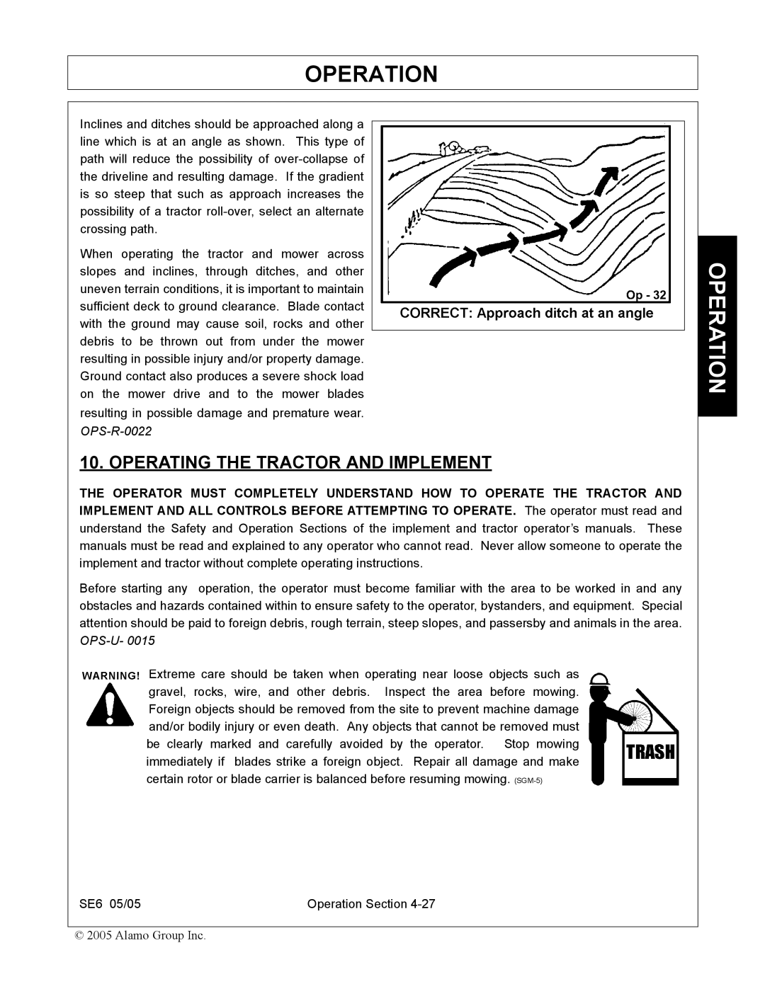 Blue Rhino FC-0007 manual Operating the Tractor and Implement 