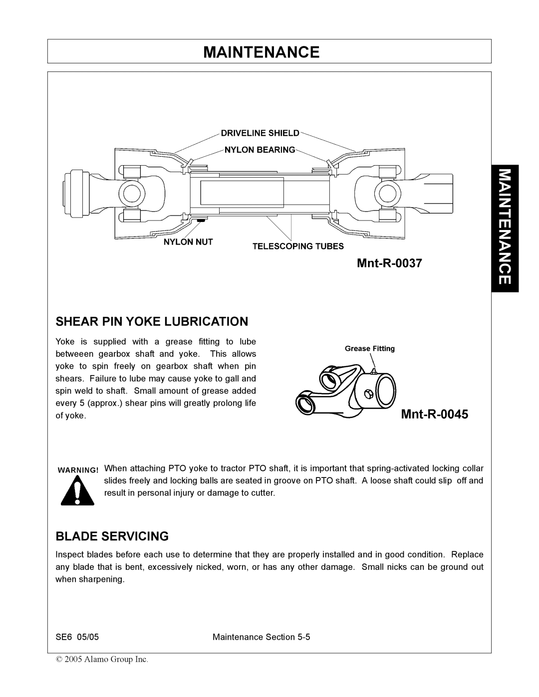 Blue Rhino FC-0007 manual Shear PIN Yoke Lubrication, Blade Servicing 