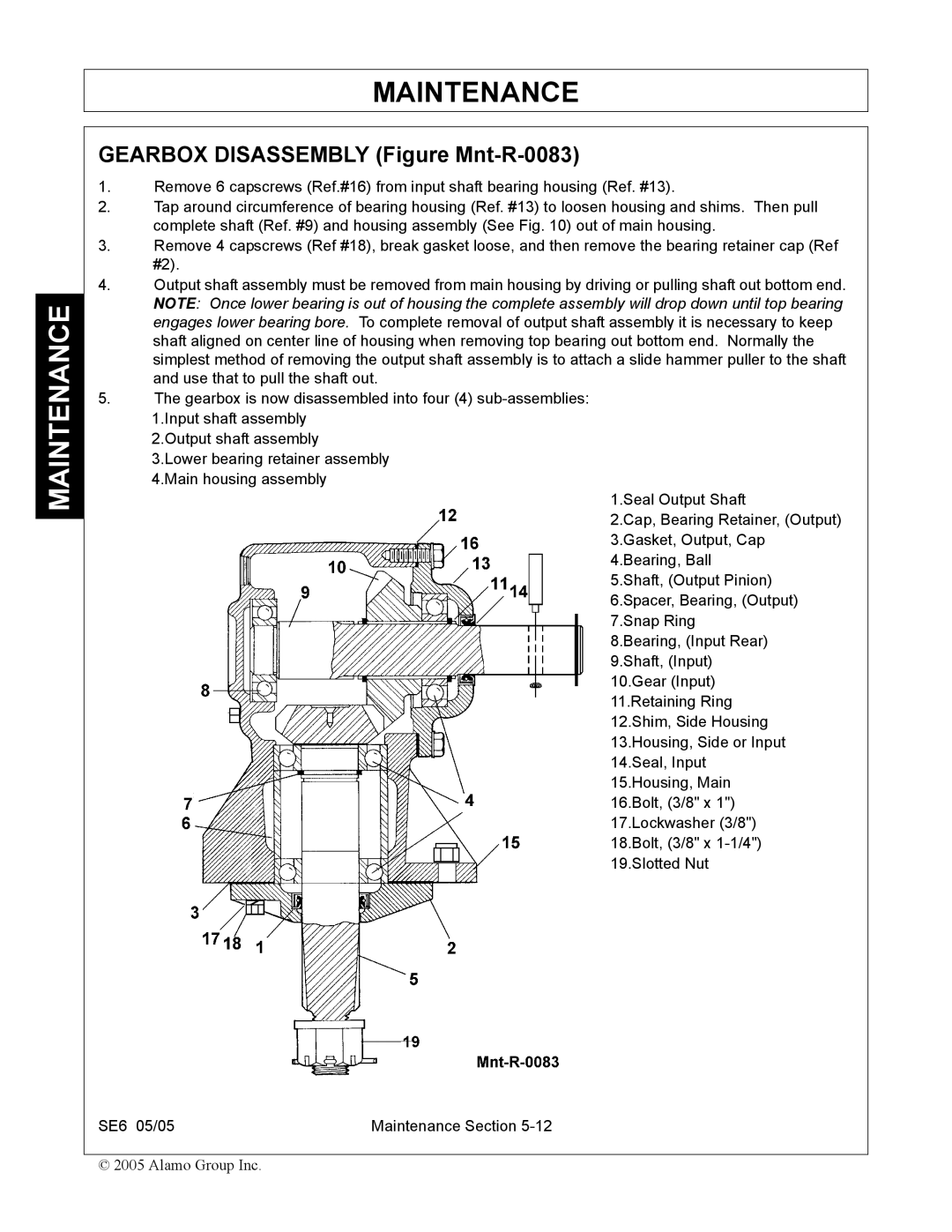 Blue Rhino FC-0007 manual Gearbox Disassembly Figure Mnt-R-0083 