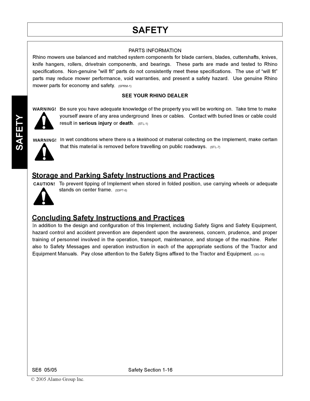 Blue Rhino FC-0007 Storage and Parking Safety Instructions and Practices, Concluding Safety Instructions and Practices 