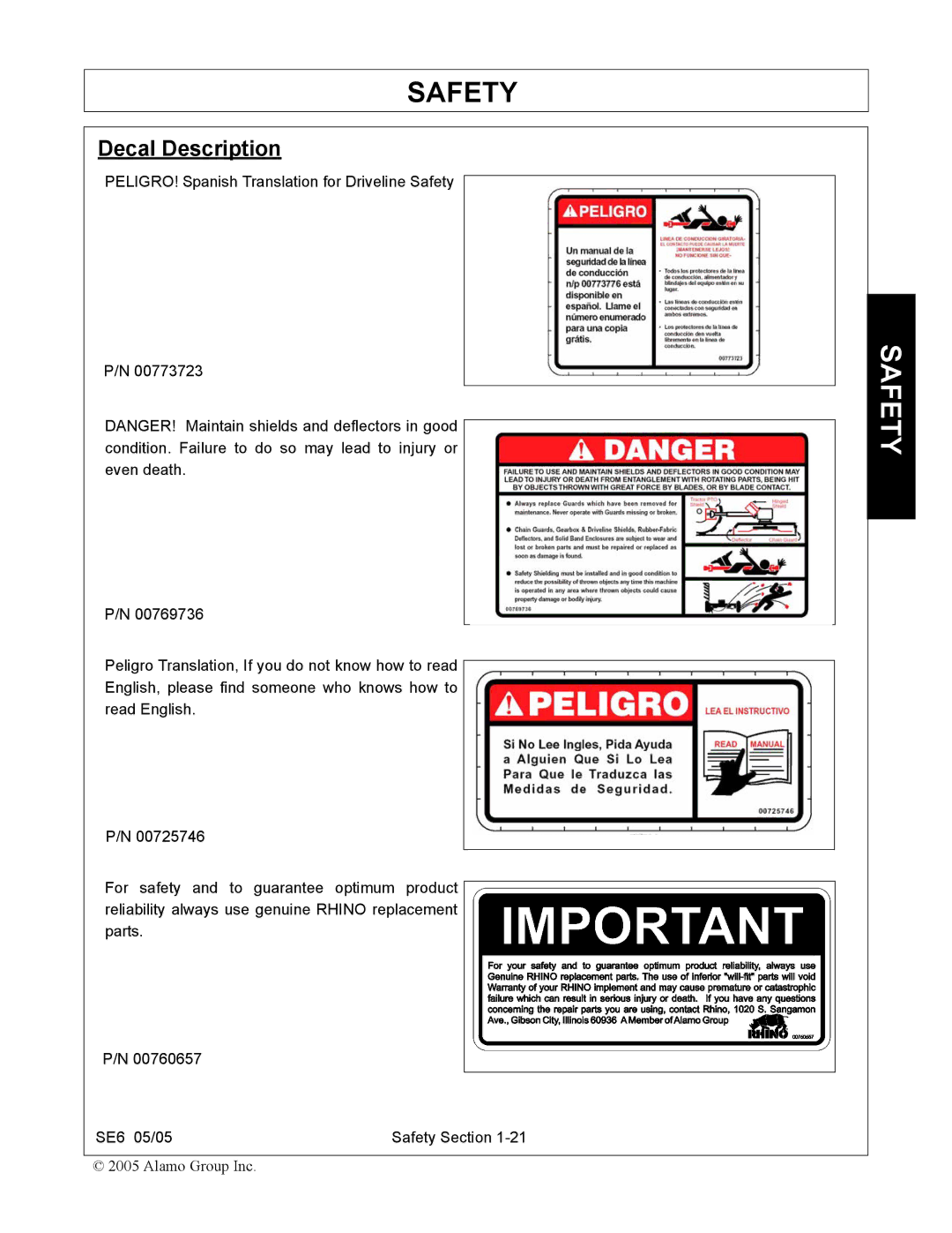 Blue Rhino FC-0007 manual Decal Description 