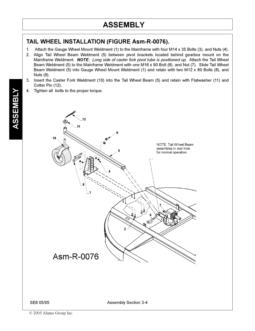 Blue Rhino FC-0007 manual Tail Wheel Installation Figure Asm-R-0076 