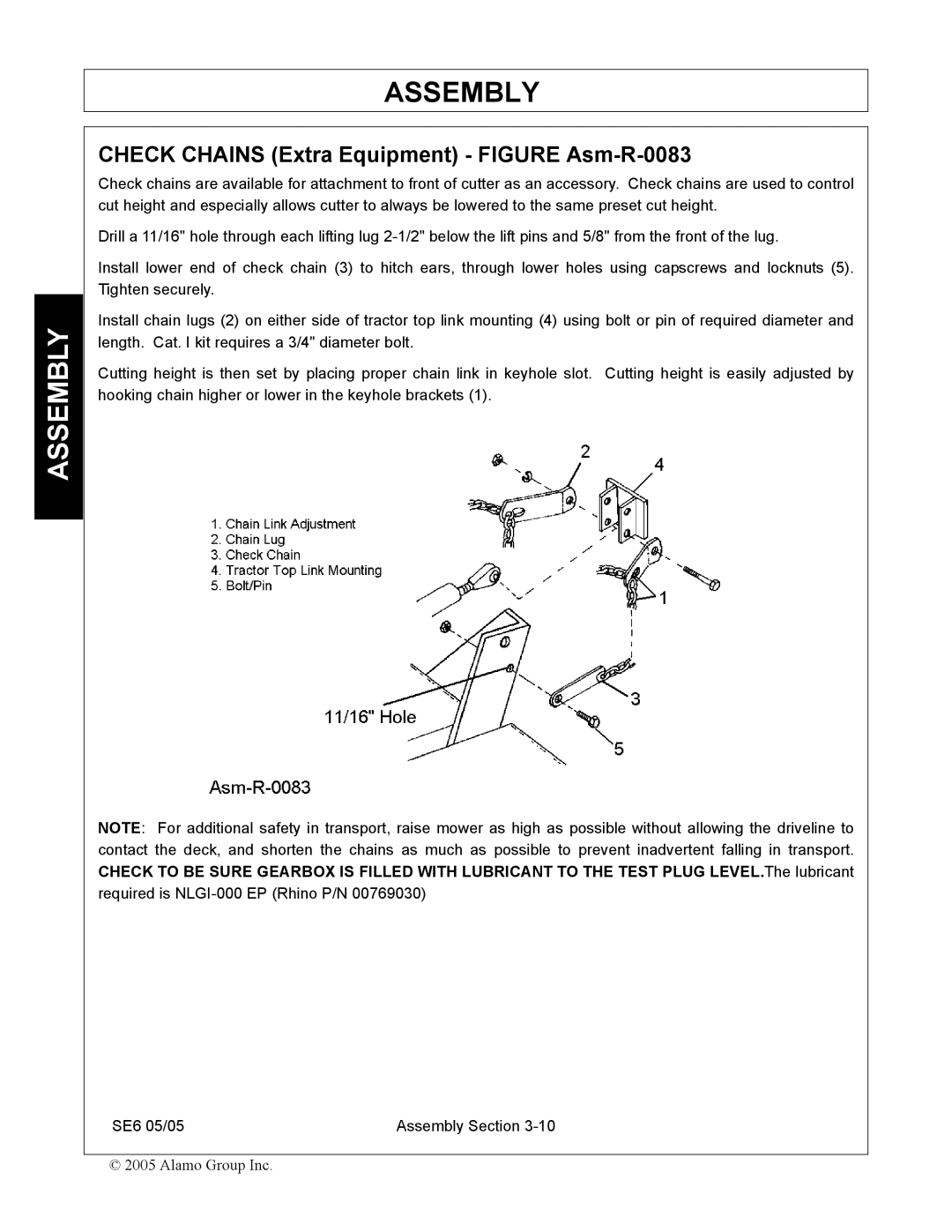 Blue Rhino FC-0007 manual Check Chains Extra Equipment Figure Asm-R-0083 