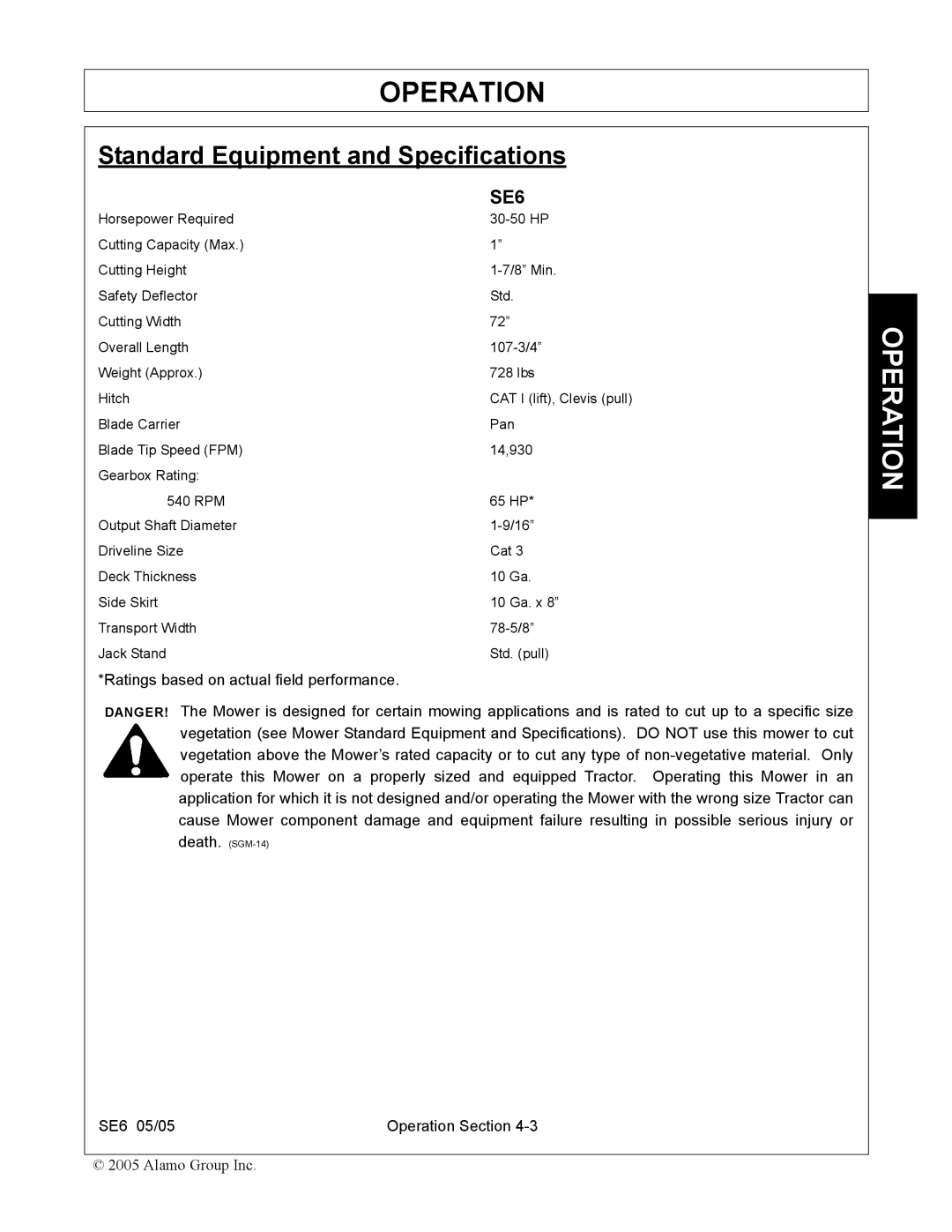 Blue Rhino FC-0007 manual Standard Equipment and Specifications 