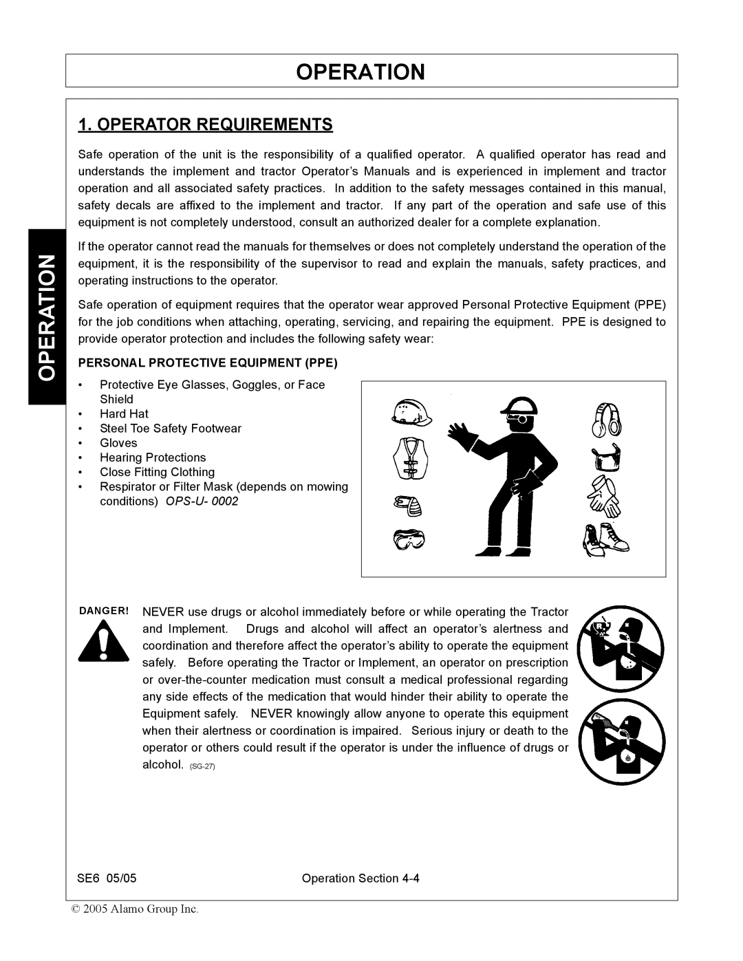 Blue Rhino FC-0007 manual Operator Requirements, Personal Protective Equipment PPE 