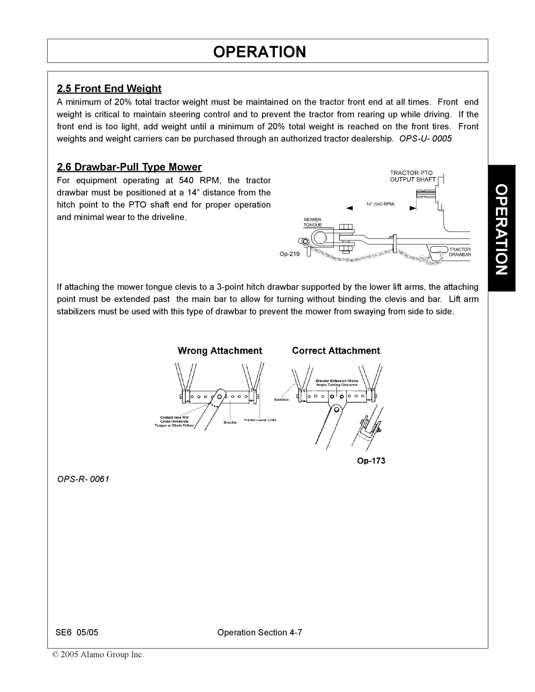 Blue Rhino FC-0007 manual Front End Weight, Drawbar-Pull Type Mower 