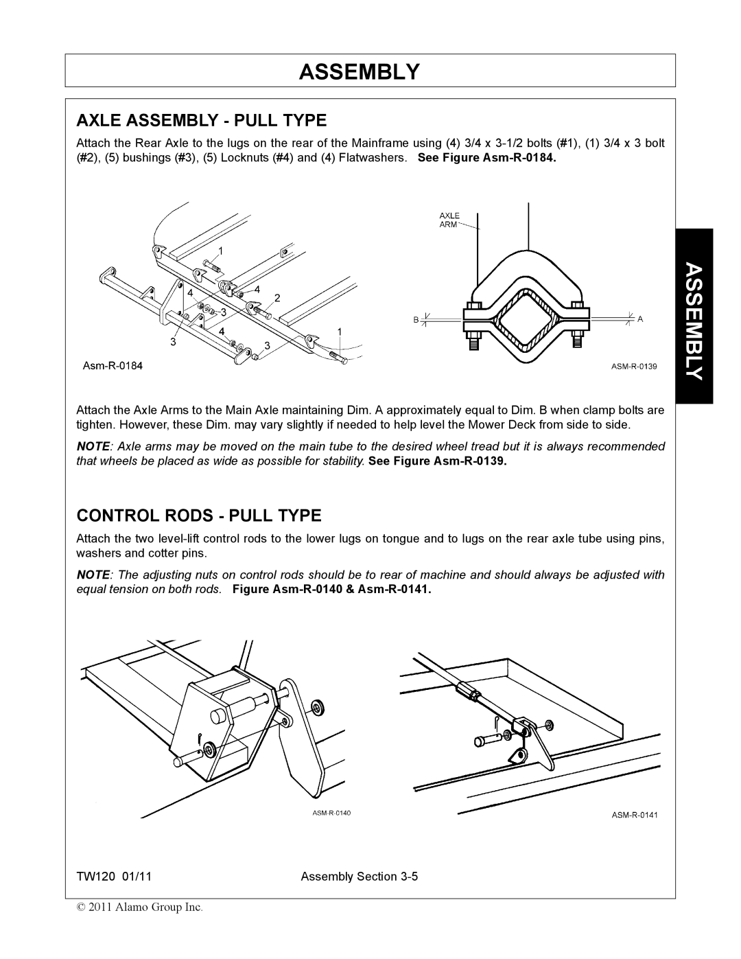 Blue Rhino FC-0025, FC-0024 manual Axle Assembly Pull Type, Control Rods Pull Type 