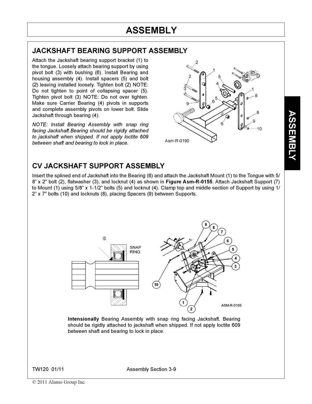 Blue Rhino FC-0025, FC-0024 manual Jackshaft Bearing Support Assembly, CV Jackshaft Support Assembly 