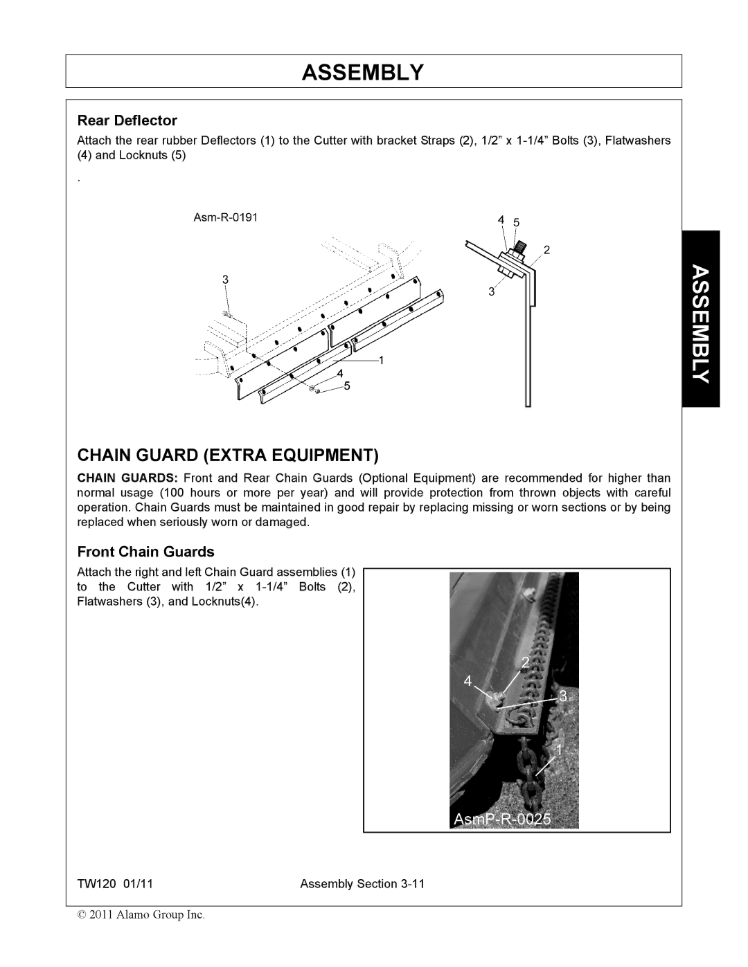 Blue Rhino FC-0025, FC-0024 manual Chain Guard Extra Equipment, Rear Deflector, Front Chain Guards 