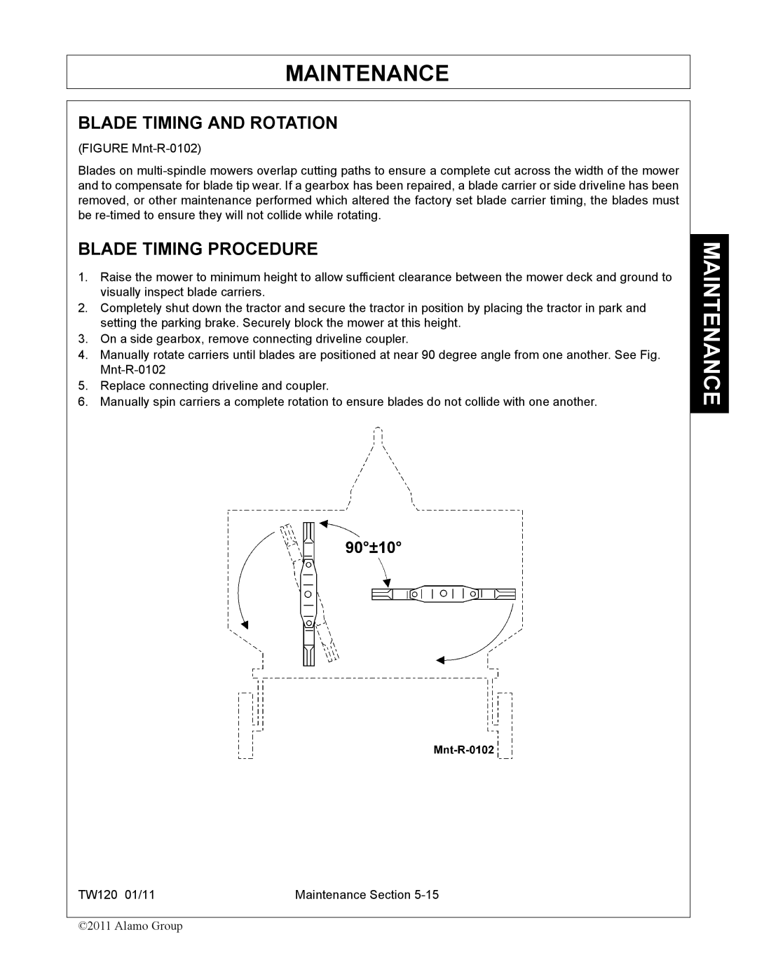 Blue Rhino FC-0025, FC-0024 manual Blade Timing and Rotation, Blade Timing Procedure 