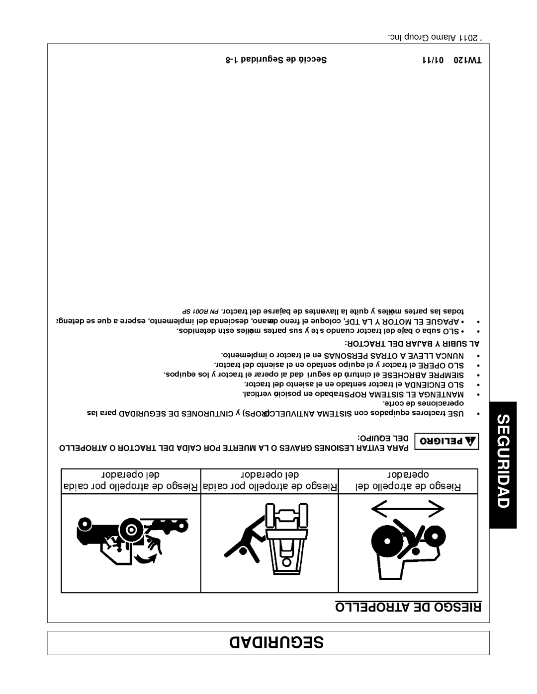 Blue Rhino FC-0025, FC-0024 manual Atropello DE Riesgo, Tractor DEL Bajar Y Subir AL 