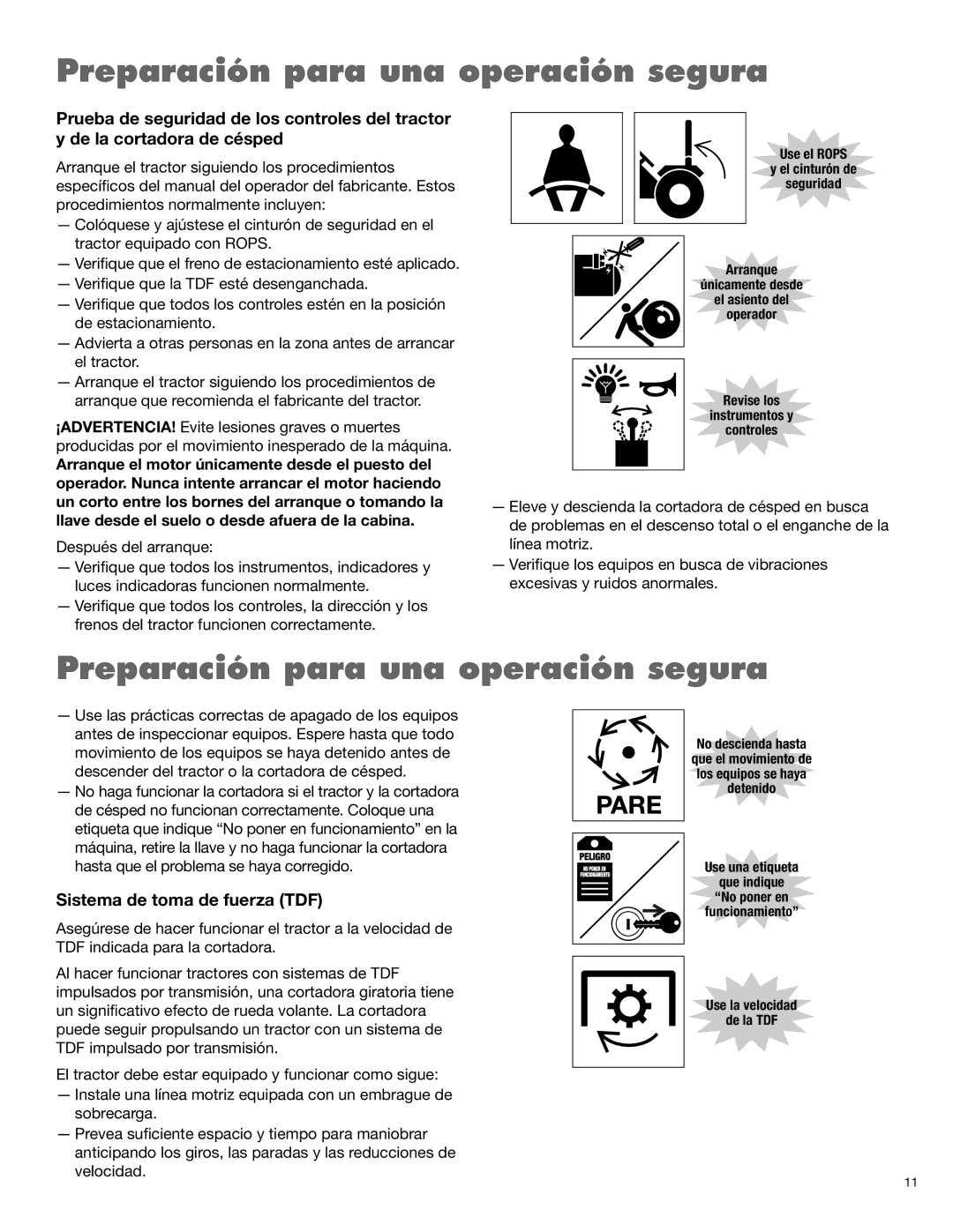 Blue Rhino FC-0025, FC-0024 manual Sistema de toma de fuerza TDF 