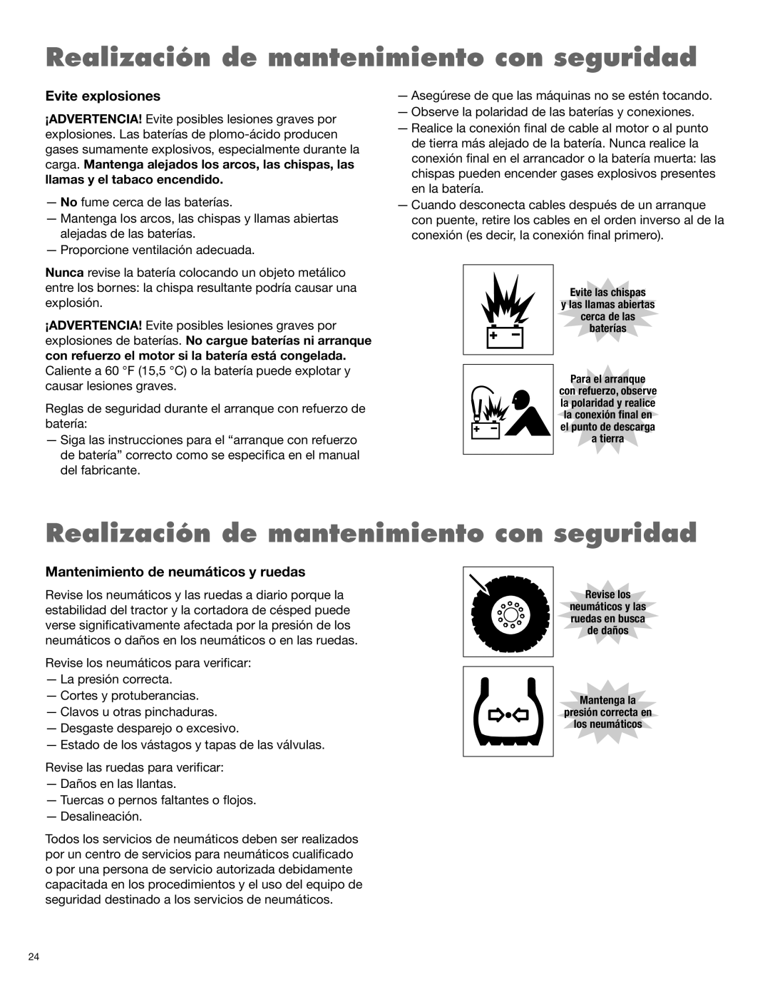 Blue Rhino FC-0024, FC-0025 manual Evite explosiones, Mantenimiento de neumáticos y ruedas 