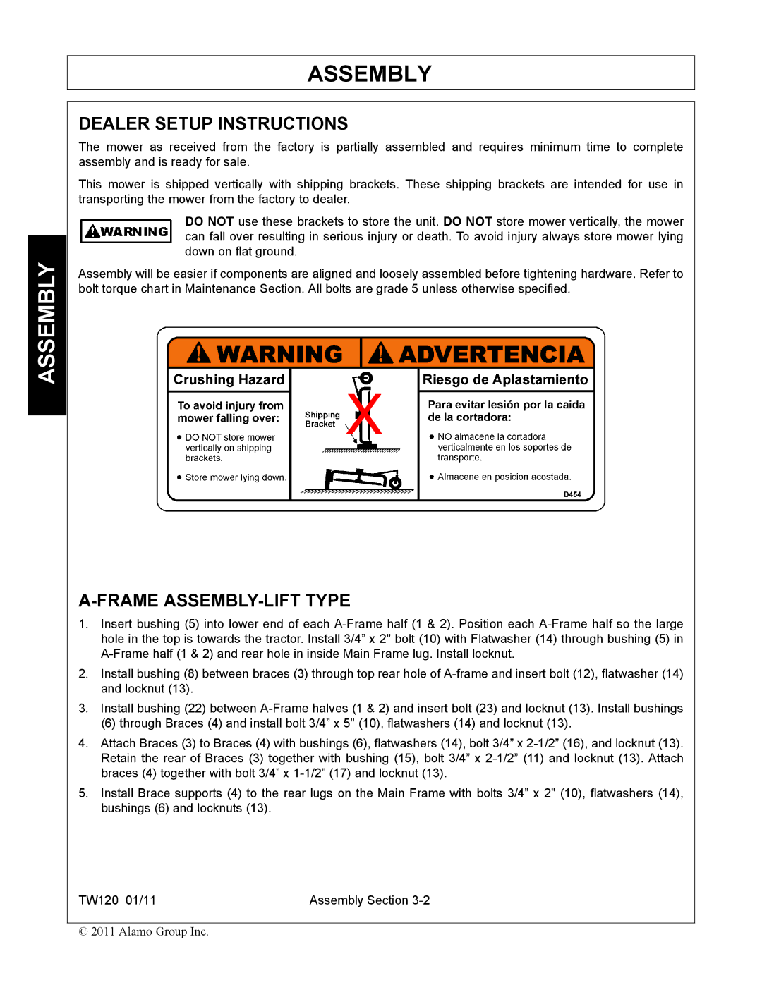 Blue Rhino FC-0024, FC-0025 manual Dealer Setup Instructions, Frame ASSEMBLY-LIFT Type 