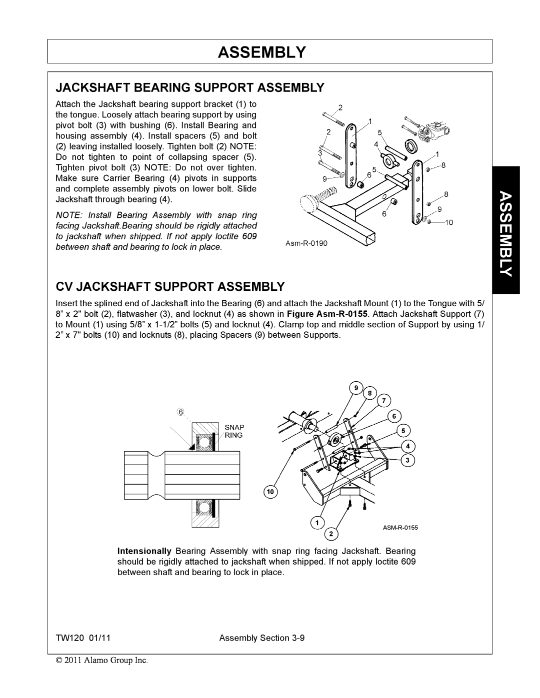 Blue Rhino FC-0025, FC-0024 manual Jackshaft Bearing Support Assembly, Cv Jackshaft Support Assembly 