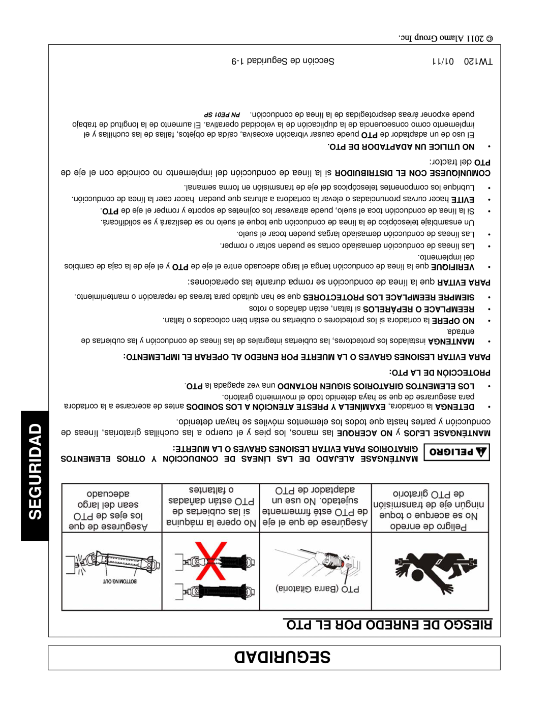 Blue Rhino FC-0024, FC-0025 manual Pto El Por Enredo De Riesgo, Seguridad 