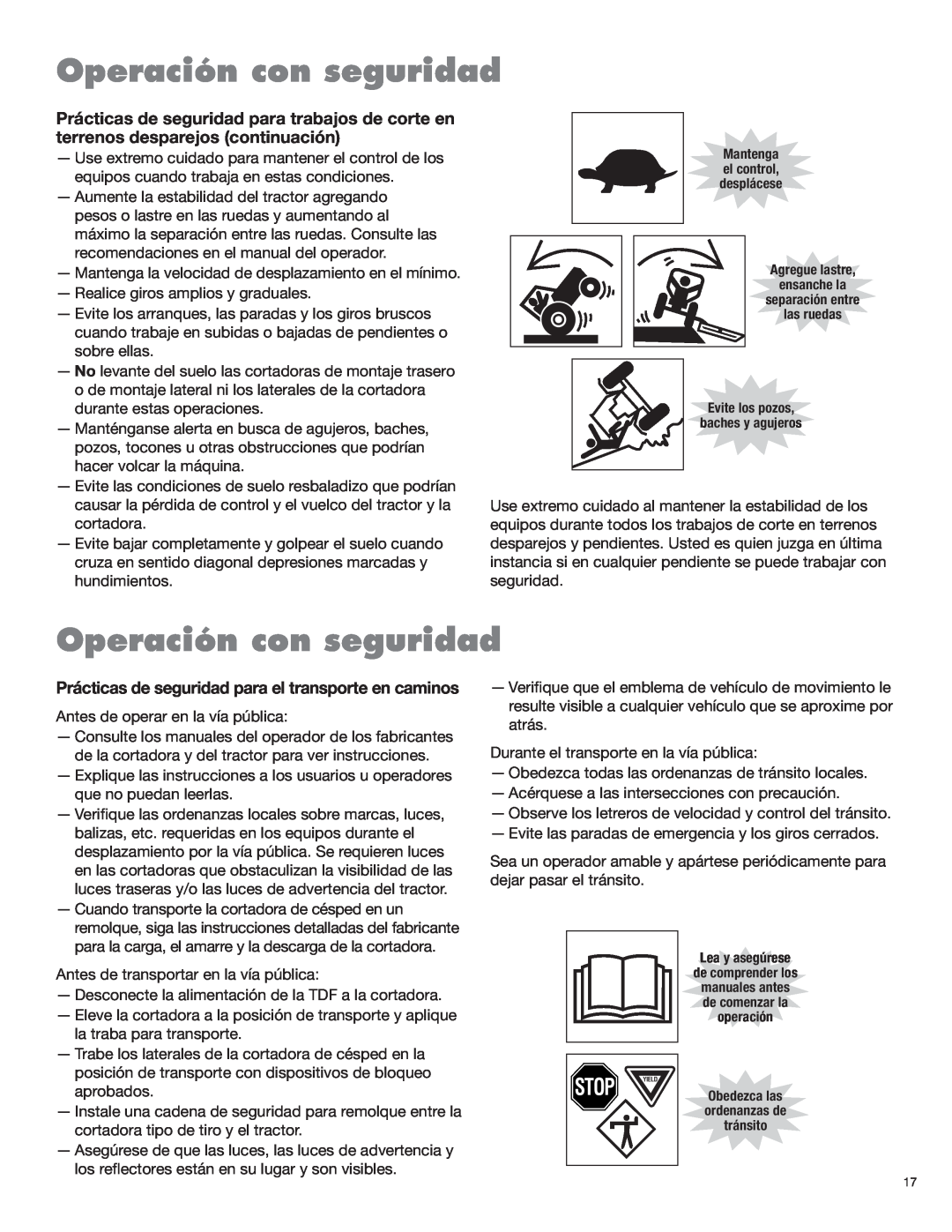 Blue Rhino FC-0025, FC-0024 manual Stop, Operación con seguridad 