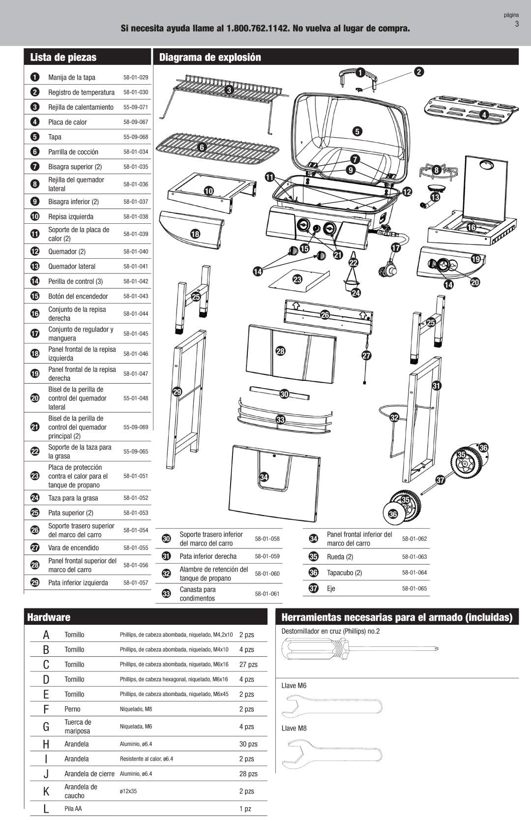 Blue Rhino GBC9129M owner manual Lista de piezas, Diagrama de explosión 