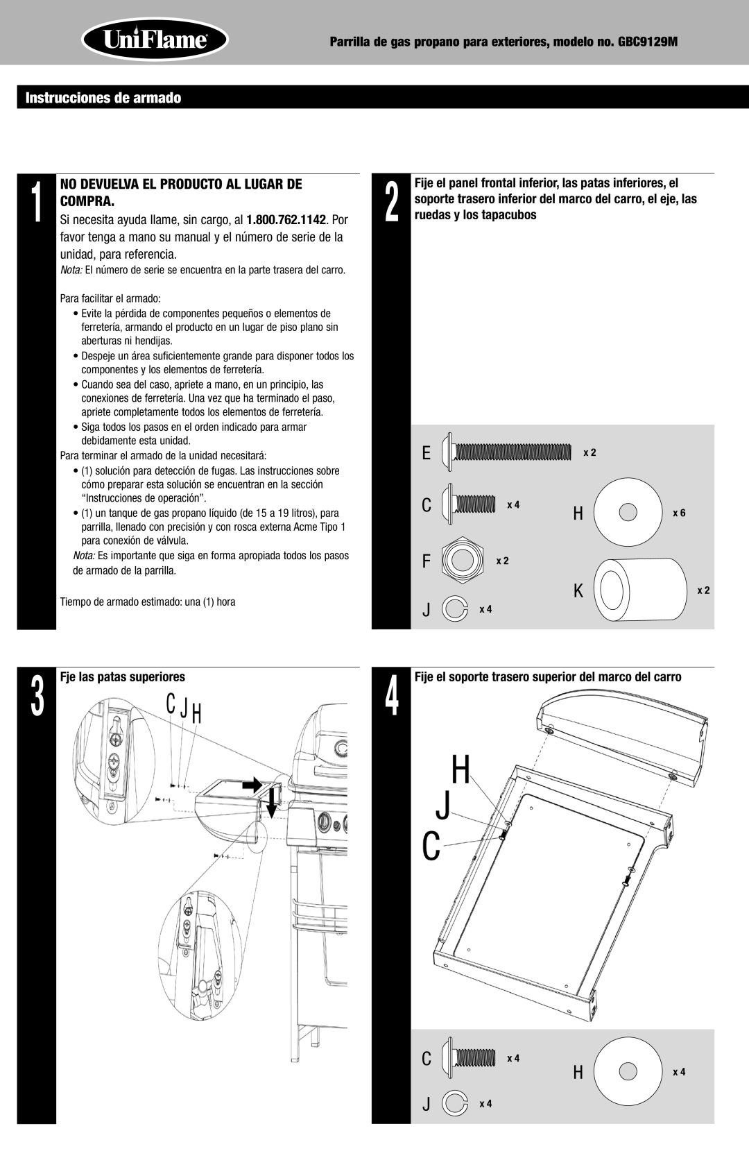 Blue Rhino GBC9129M owner manual Instrucciones de armado, Fje las patas superiores 