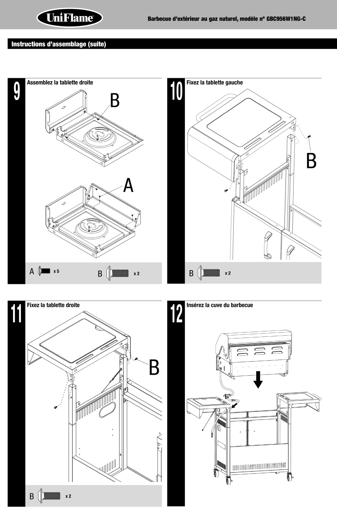 Blue Rhino GBC956W1NG-C owner manual Instructions d’assemblage suite 