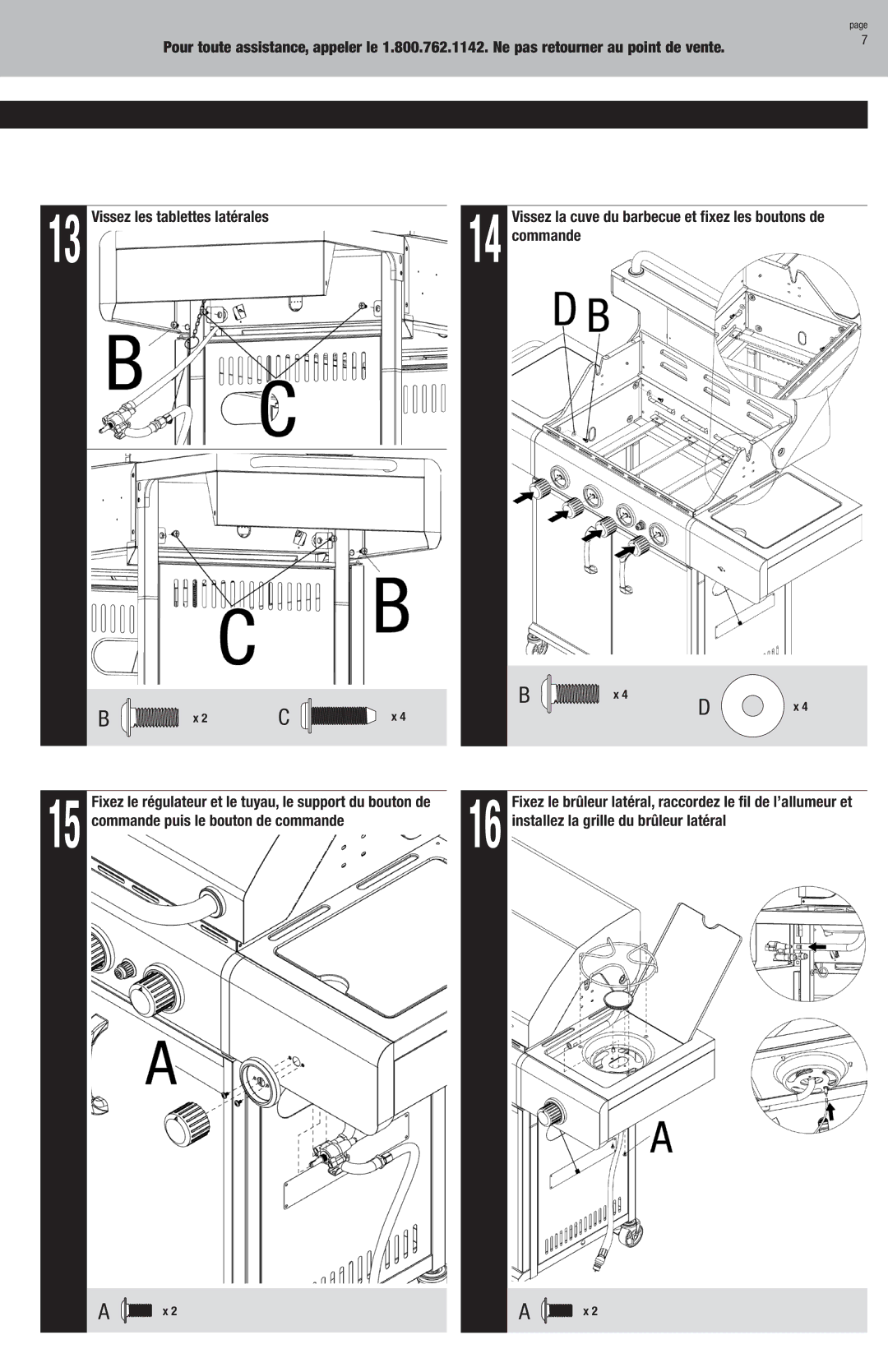 Blue Rhino GBC956W1NG-C owner manual Vissez la cuve du barbecue et fixez les boutons de 