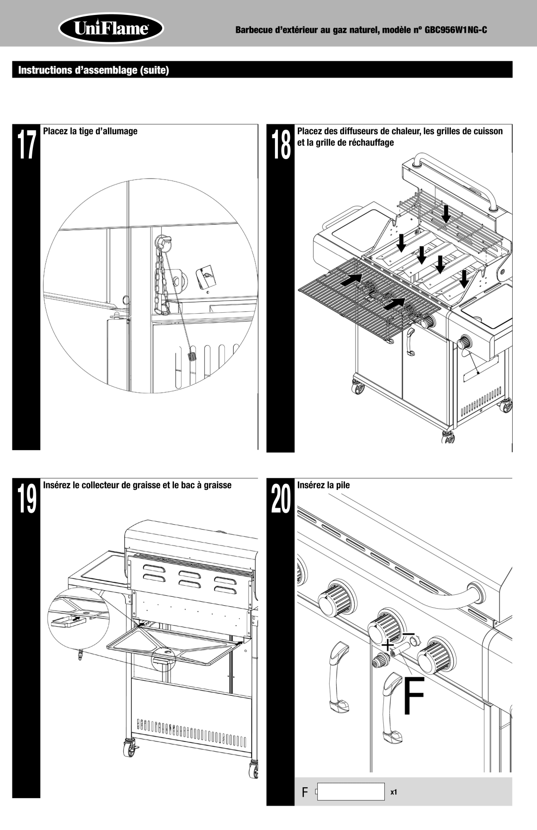 Blue Rhino GBC956W1NG-C owner manual 20 Insérez la pile 