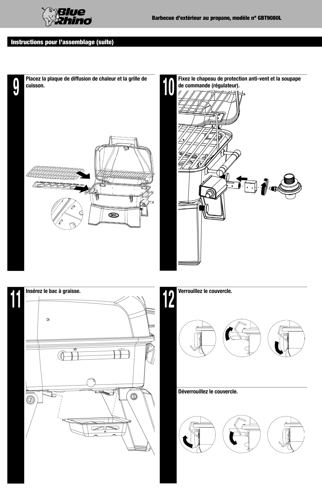 Blue Rhino GBT9080L owner manual Instructions pour l’assemblage suite, Cuisson 