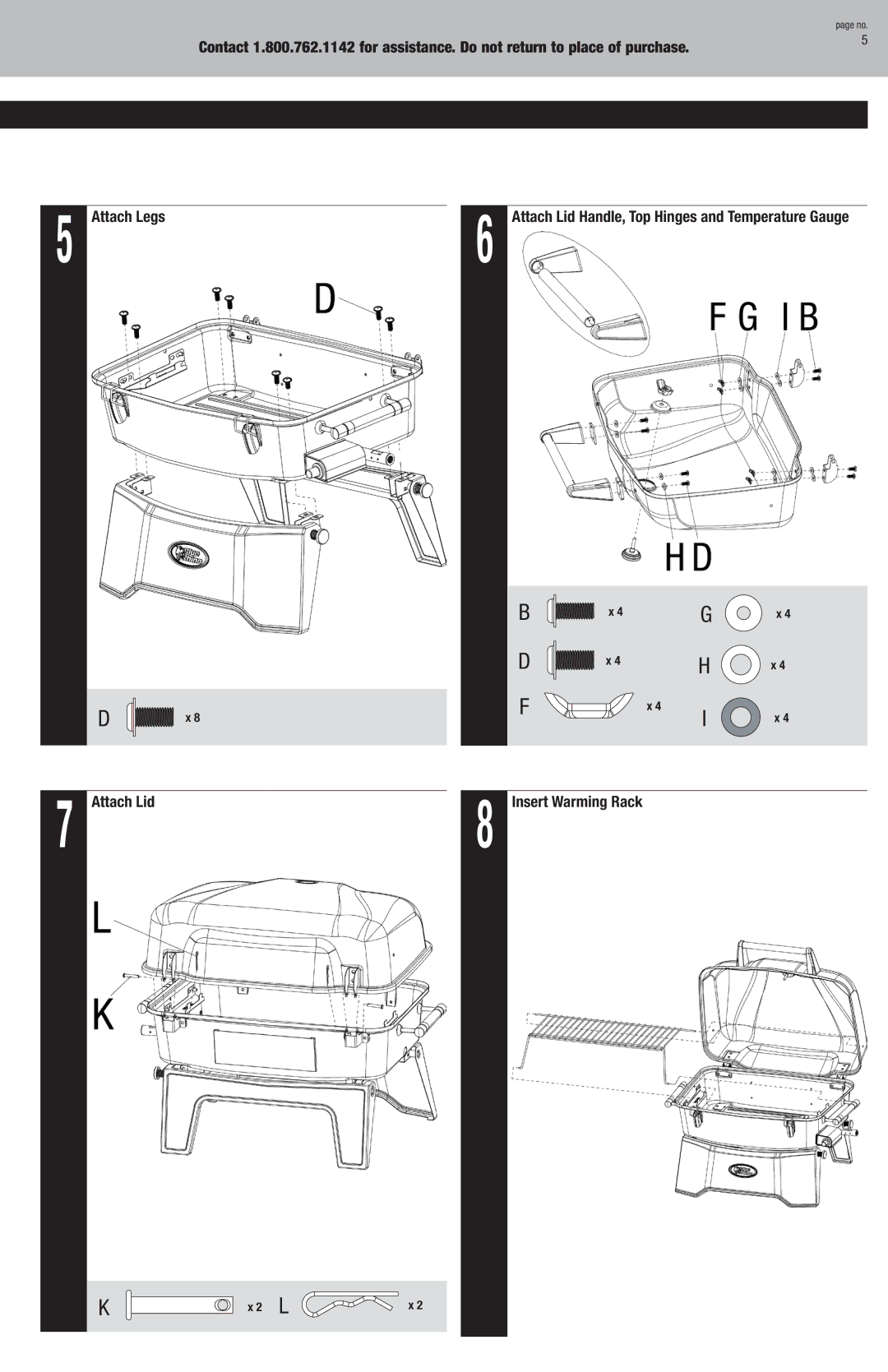 Blue Rhino GBT9080L owner manual Attach Lid Insert Warming Rack 