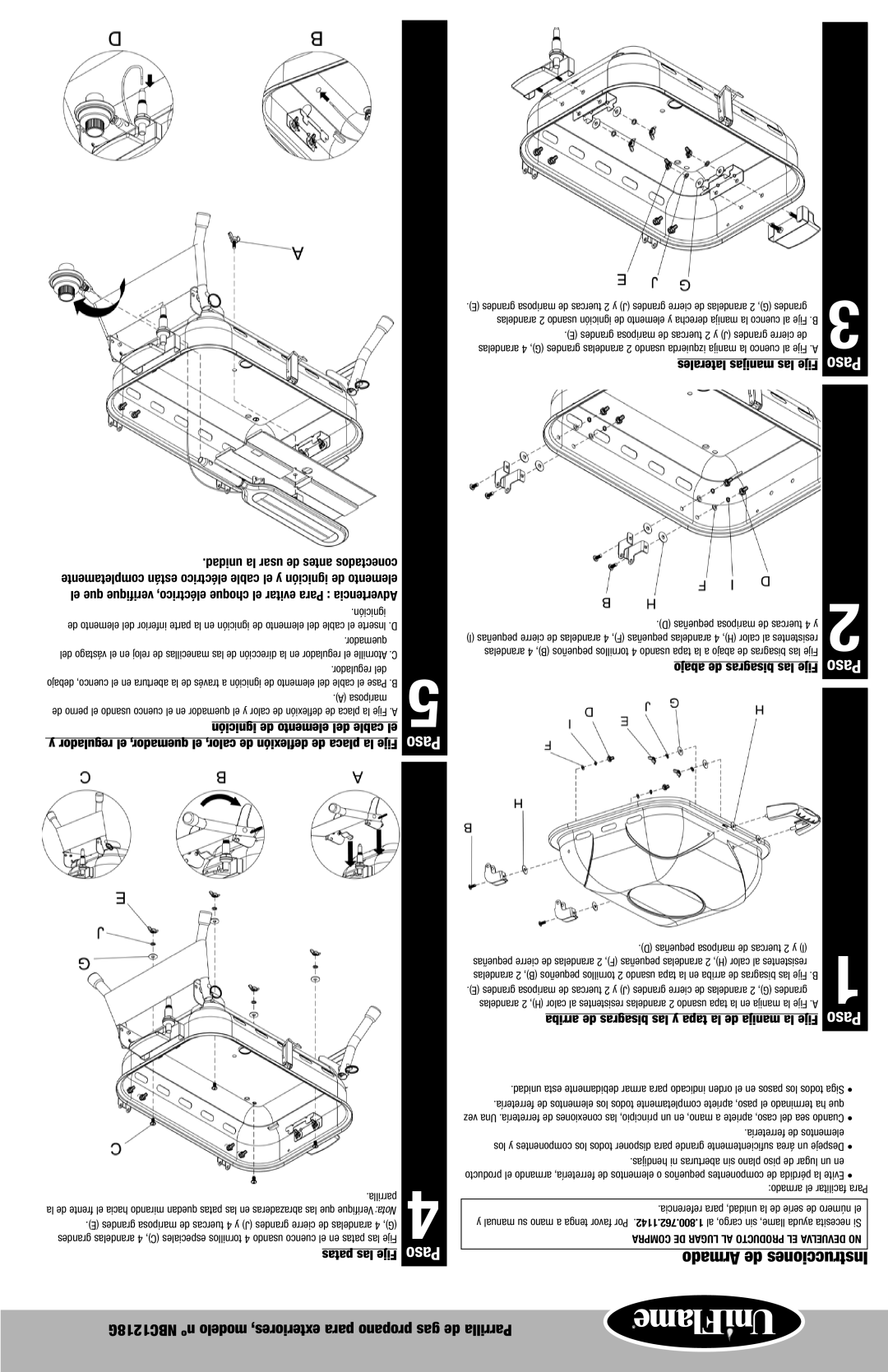 Blue Rhino NBC1218G owner manual Armado de Instrucciones, Patas las Fije, Laterales manijas las Fije Paso 