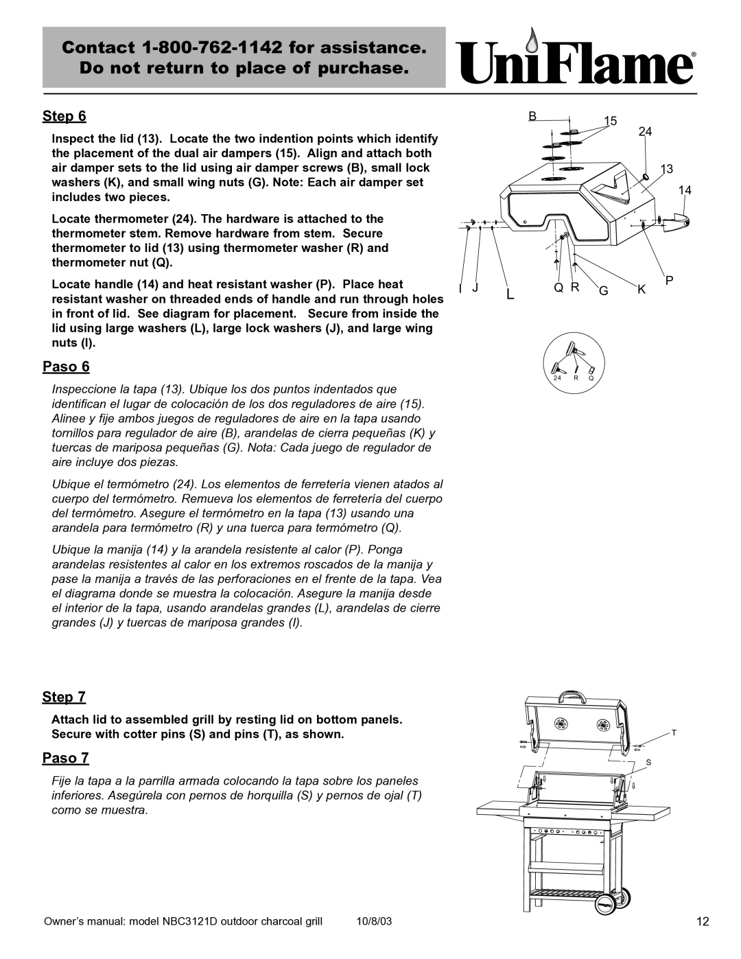 Blue Rhino NBC3121D owner manual 24 R 