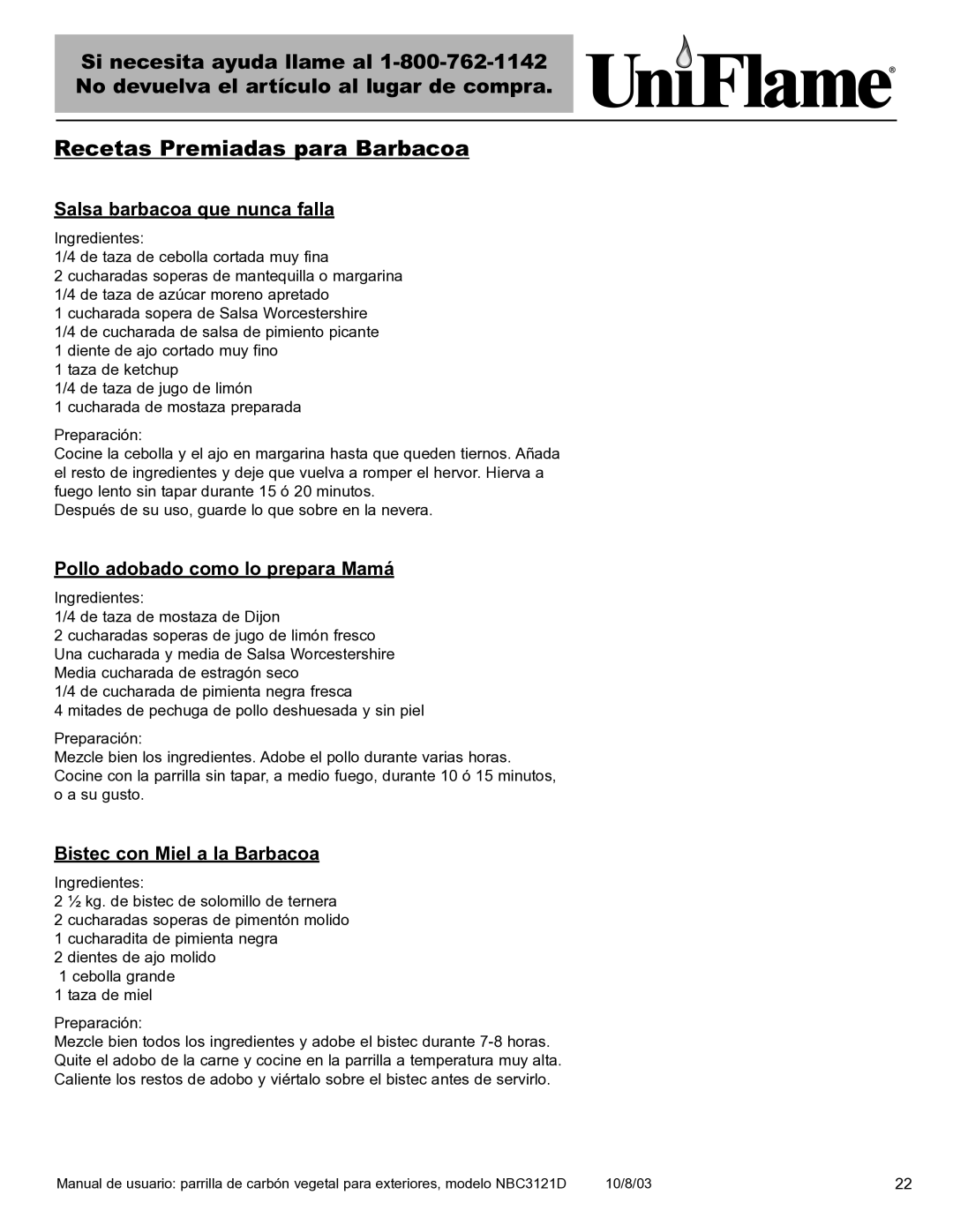 Blue Rhino NBC3121D Recetas Premiadas para Barbacoa, Salsa barbacoa que nunca falla, Pollo adobado como lo prepara Mamá 