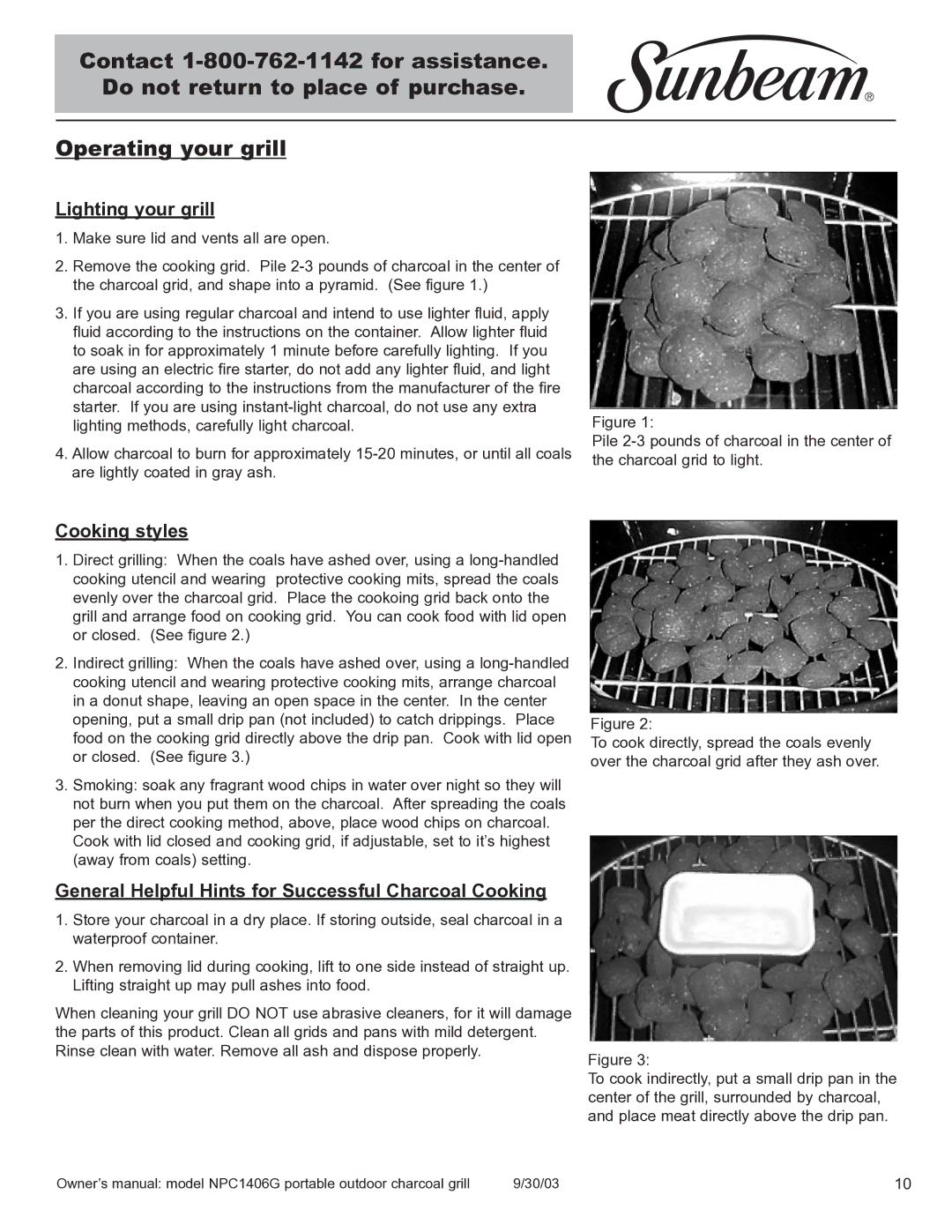 Blue Rhino NPC1406G owner manual Operating your grill, Lighting your grill, Cooking styles 