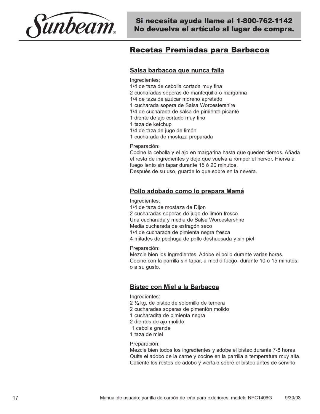 Blue Rhino NPC1406G Recetas Premiadas para Barbacoa, Salsa barbacoa que nunca falla, Pollo adobado como lo prepara Mamá 