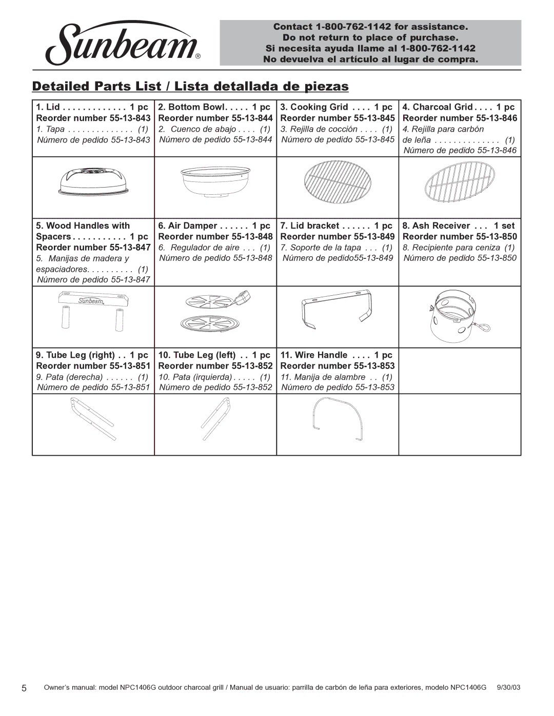 Blue Rhino NPC1406G owner manual Detailed Parts List / Lista detallada de piezas 