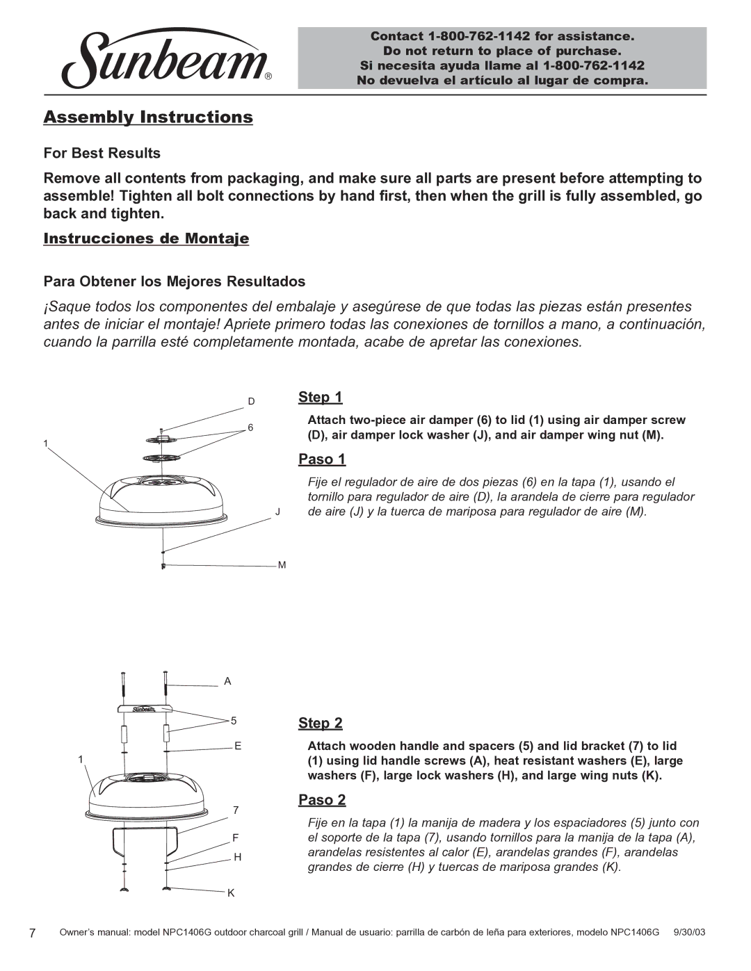 Blue Rhino NPC1406G owner manual Assembly Instructions, Step, Paso 