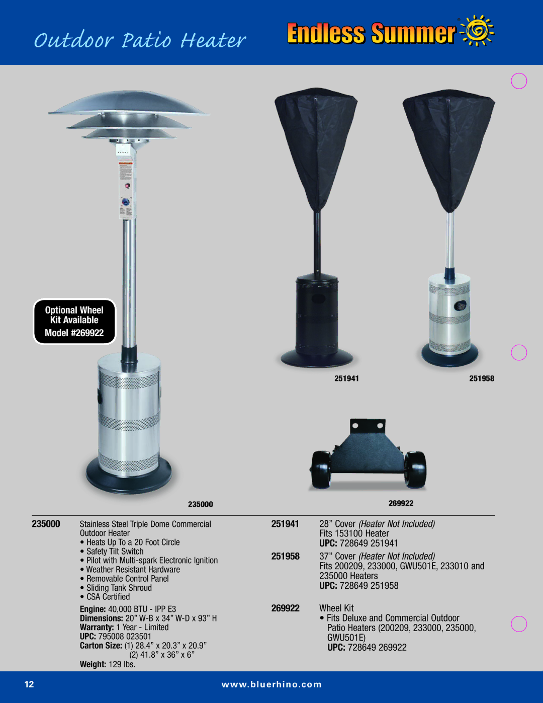 Blue Rhino Outdoor Lighting manual 235000, 251941, 251958, 269922 