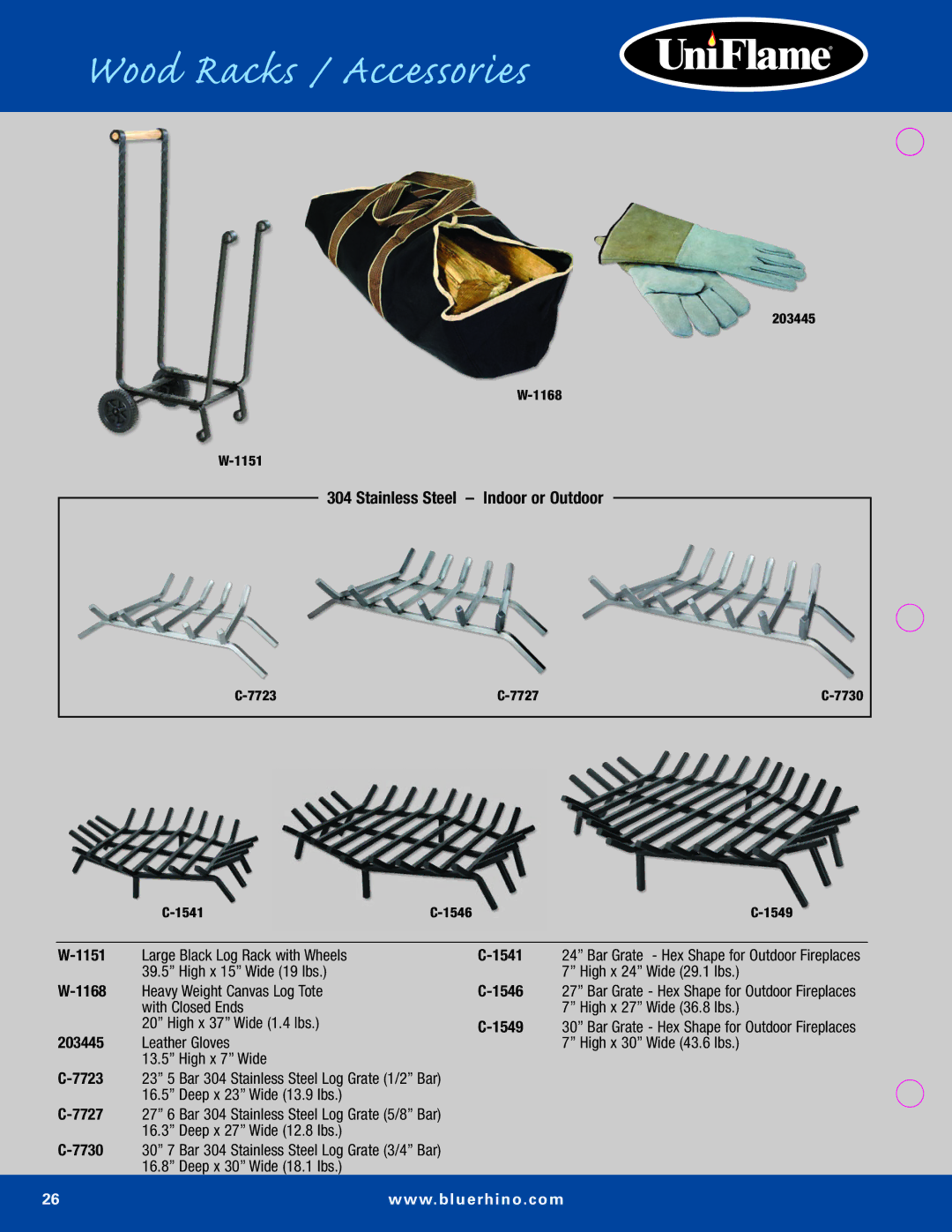 Blue Rhino Outdoor Lighting manual Wood Racks / Accessories, Stainless Steel Indoor or Outdoor 