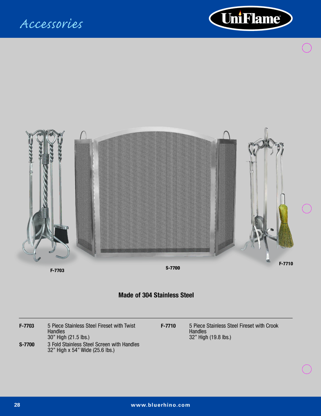 Blue Rhino Outdoor Lighting manual Accessories, Made of 304 Stainless Steel 