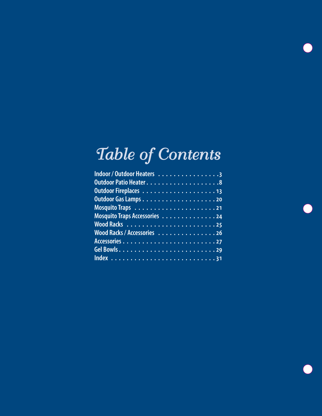 Blue Rhino Outdoor Lighting manual Table of Contents 