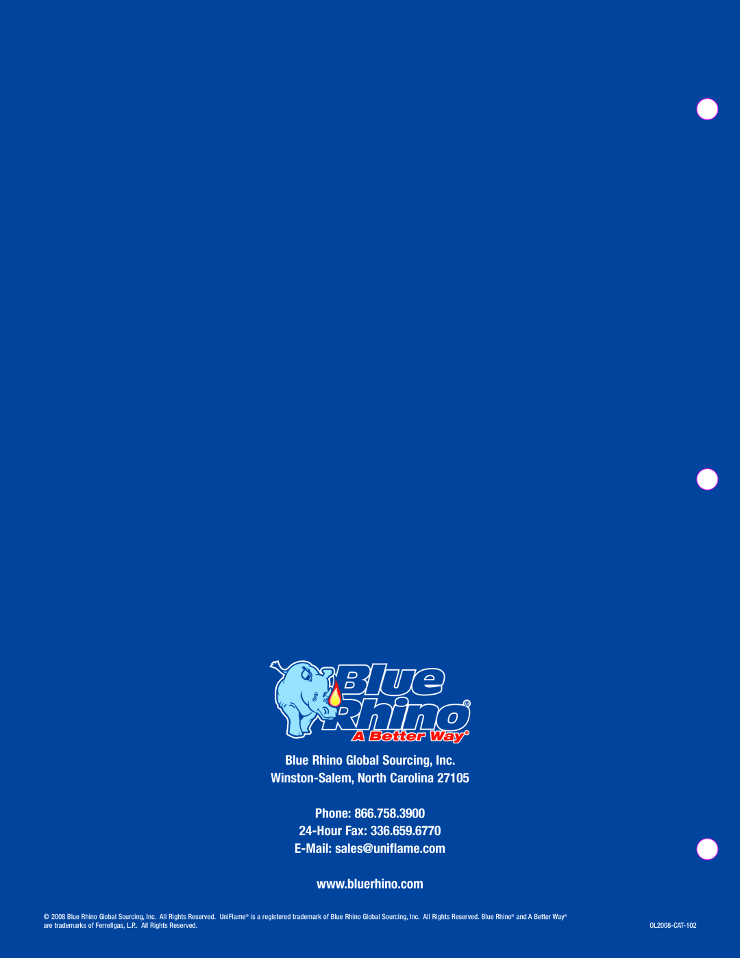 Blue Rhino Outdoor Lighting manual Blue Rhino Global Sourcing, Inc, Winston-Salem,North Carolina Phone, OL2008-CAT-102 