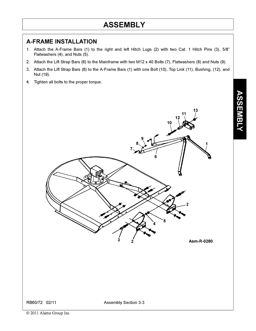 Blue Rhino RB60/72 manual A-Frame Installation, Assembly 