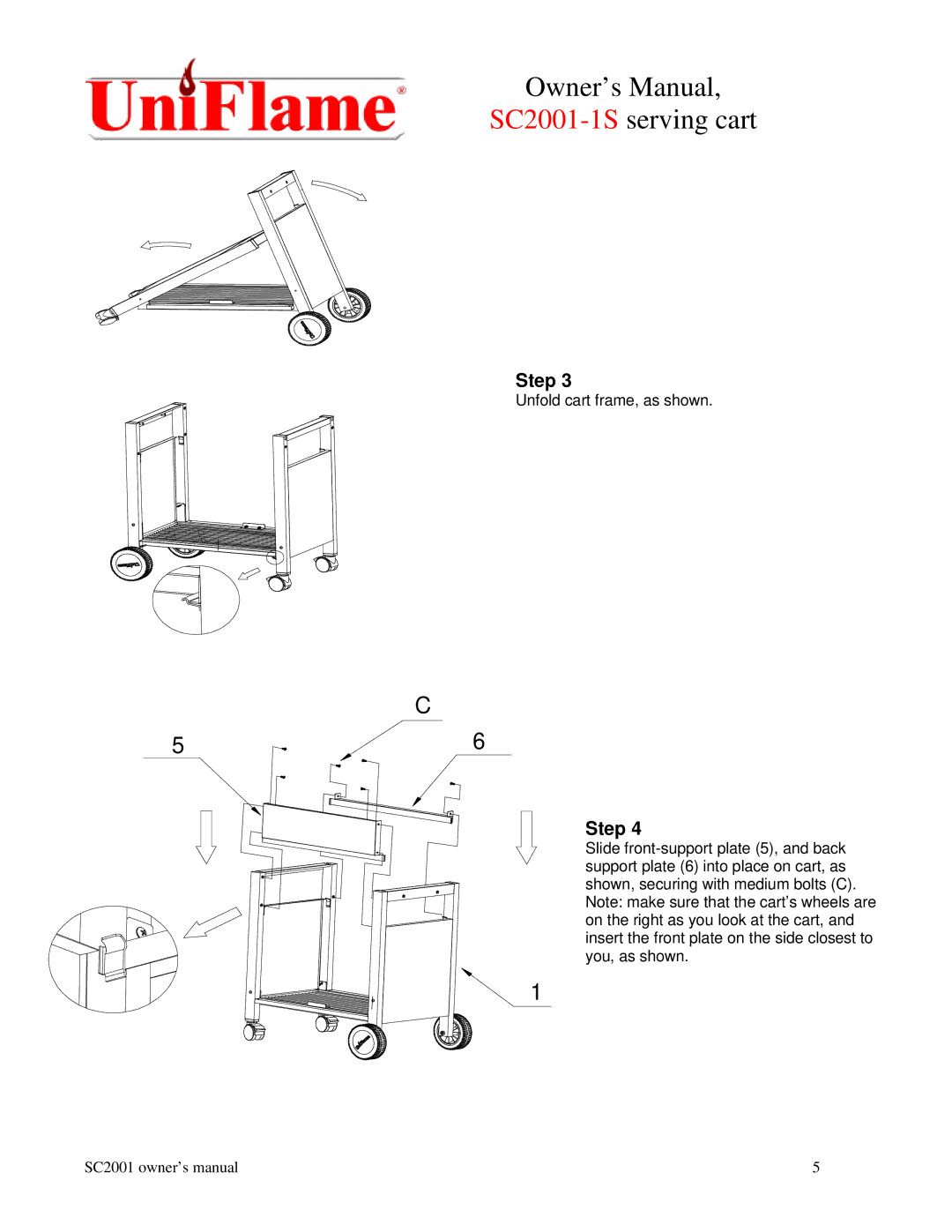 Blue Rhino SC2001-1S manual Unfold cart frame, as shown 