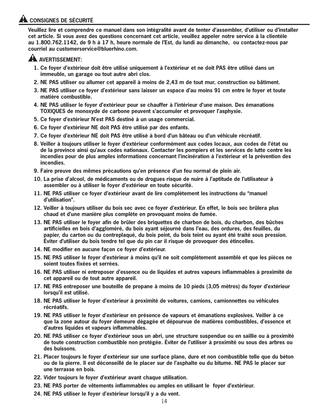 Blue Rhino WAD8160L manual Consignes DE Sécurité 