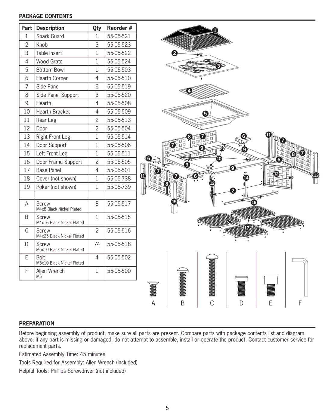 Blue Rhino WAD8160L manual Package Contents, Preparation 